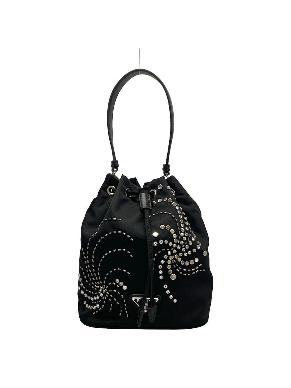 Prada Black Nylon Leather Handbag #305662P13B